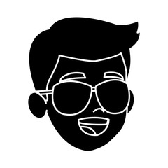 Boy face cartoon icon vector illustration graphic design