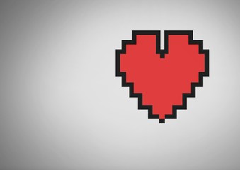grey background with pixel heart