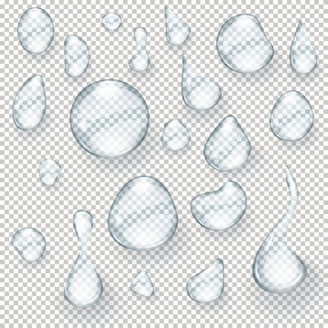 Water drops realistic set isolated illustration. Graphic concept for your design