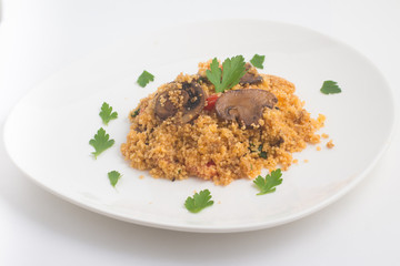 Marroquinho Couscous with mushroom and tomatoes