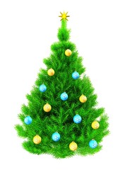 3d neon green Christmas tree over white