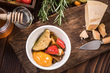 Peppers in olive oil ,spanish tapa bar food
