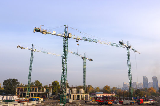 Cranes on construction site.