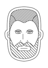 bearded man , stylish hairstyle, black and white sticker, outline style