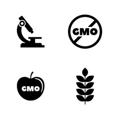 Gmo. Simple Related Vector Icons Set for Video, Mobile Apps, Web Sites, Print Projects and Your Design. Black Flat Illustration on White Background.