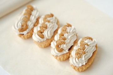 Delicious fresh cream cakes and condensed milk