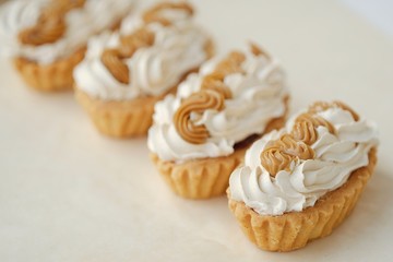 Delicious fresh cream cakes and condensed milk