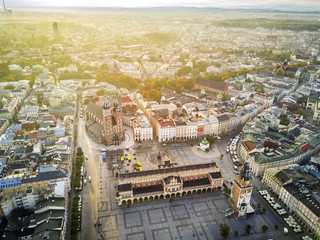 Fototapeta premium Beautiful historic market square at sunrise, Krakow, Poland