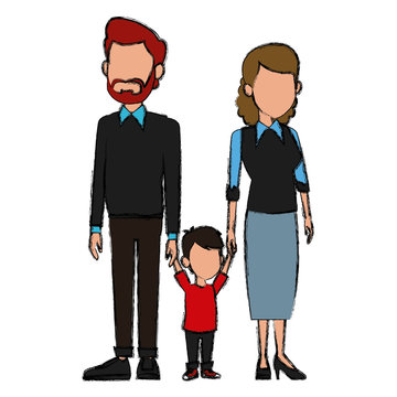 Young family cartoon icon vector illustration graphic design
