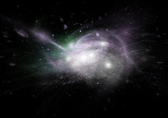 Stars, dust and gas nebula in a far galaxy