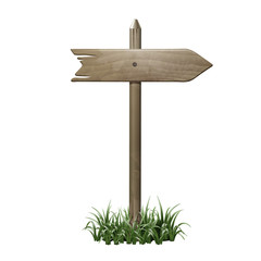 Wooden signboard in a grass.