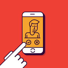 Smart Phone Illustration in Flat Linear Vector Style