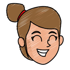Woman smiling cartoon icon vector illustration graphic design