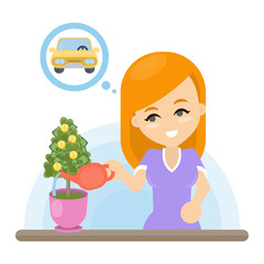 Woman with money tree.