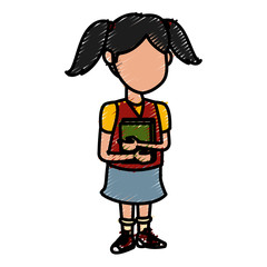 School girl cartoon icon vector illustration graphic design