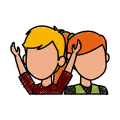 School kids friends cartoon icon vector illustration graphic design
