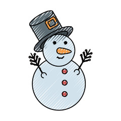 cartoon snowman icon over white background vector illustration