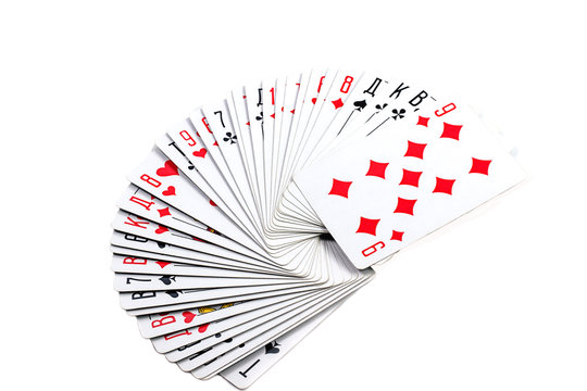 a deck of playing cards on white background