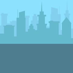 City skyline. Urban landscape. Blue city silhouette. Cityscape in flat style.