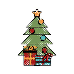 christmas tree icon over white background vector illustration