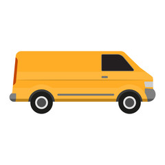 Cargo van. Yellow delivery truck on white background. Commercial transport