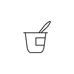 yogurt pack with spoon line black icon