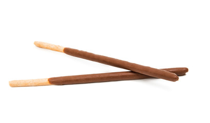 Biscuit sticks in chocolate isolated