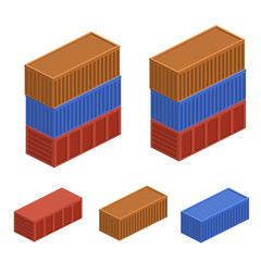 Isometric 3D concept vector illustration cargo containers for delivery.