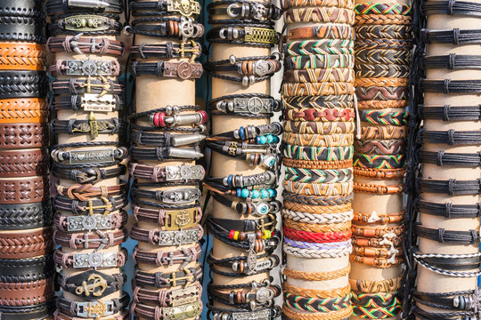 Showcase of bracelets on the market