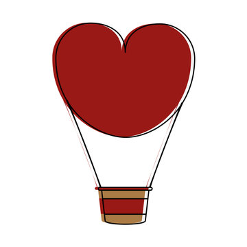 heart shape hot air balloon valentines day related icon image vector illustration design 