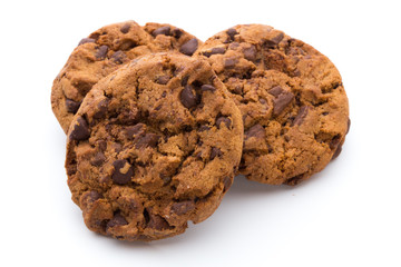 Chocolate Chip Cookie isolated on white background.