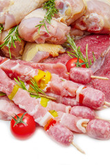 raw meat ready to cook isolated on white background