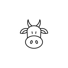 cows head line black icons set