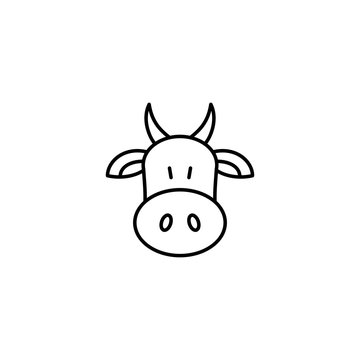 cows head line black icons set