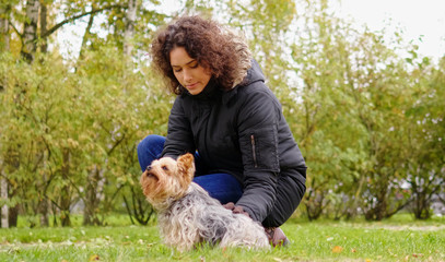 Woman with her pet dog