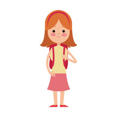 student carrying bag happy red hair female cartoon icon image vector illustration design 