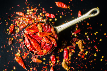 Hot Red Chilli Chillies pepper, dried and crushed. 