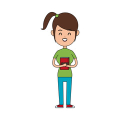 happy girl holding book icon image vector illustration design 