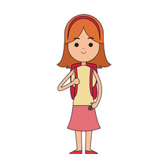 student carrying bag happy red hair female cartoon icon image vector illustration design 