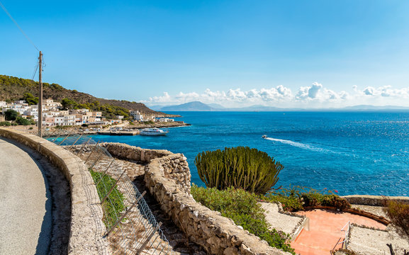 View of Mediterranean sea from Levanzo island in the Sicily, Italy