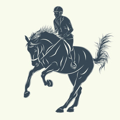 Silhouette of a centering horse with rider..