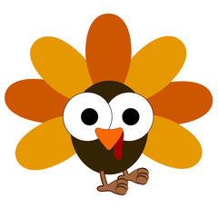 Turkey icon with feathers isolated on white, Vector illustration
