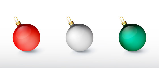 A festive set of bright Christmas balls. Merry Christmas.