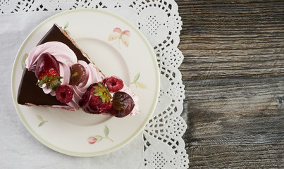 Slice of fruit cake with mixed fruits