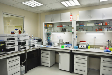 Interior of a modern chemical laboratory.