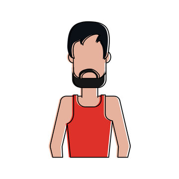 bearded man wearing tank top avatar portrait icon image vector illustration design 