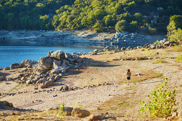 Tourist hiking in Sardinia, Italy