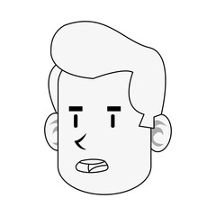 face of man talking cartoon icon image vector illustration design  black line