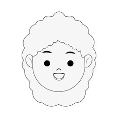girl with curly hair happy young face icon image vector illustration design  black line