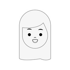 girl happy young face icon image vector illustration design  black line